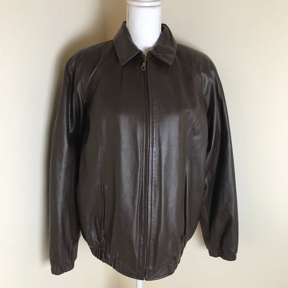Preston & York Brown Genuine Leather Jacket Medium - Picture 1 of 12